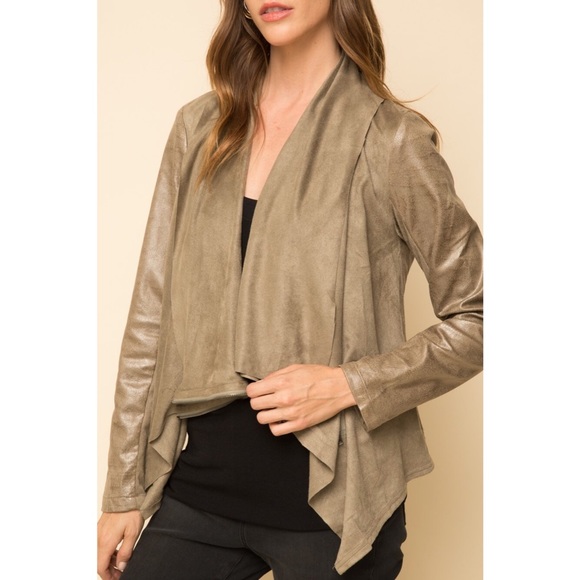 🆕 Olive Suede Drape Jacket - Picture 6 of 8